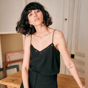 Sezane Paloma embroidered silk tank